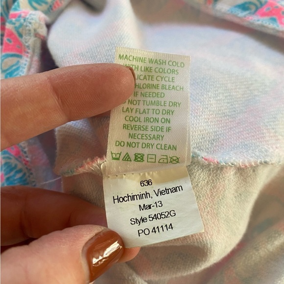 Lilly Pulitzer Pink Blue Seashell Print One Shoulder Ruffle Shorts Terry Romper - Picture 12 of 13